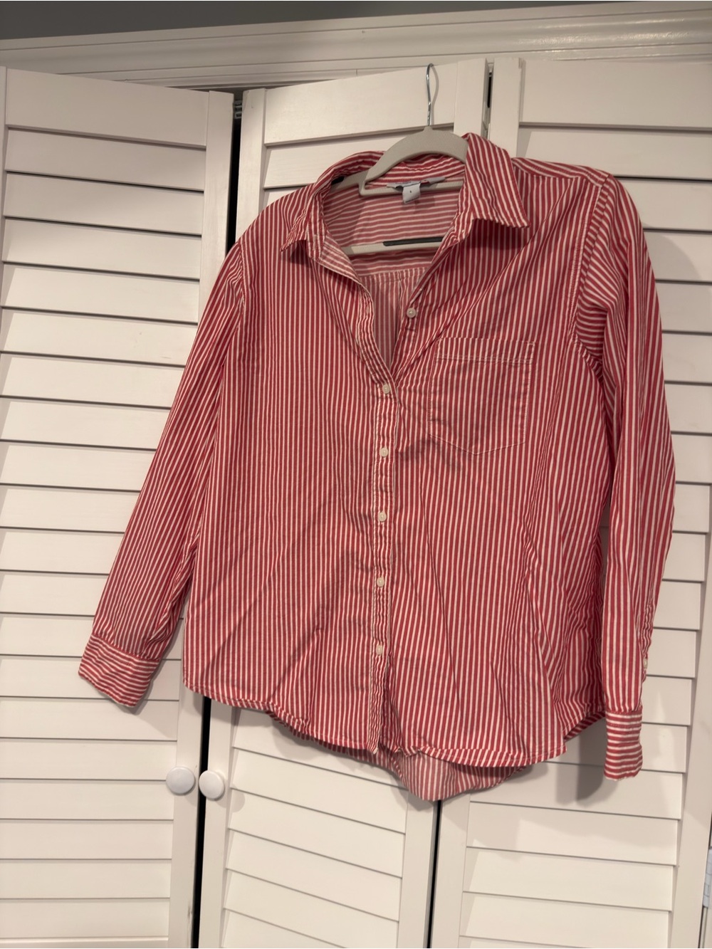 Old Navy Red and White Striped Button-Down Shirt